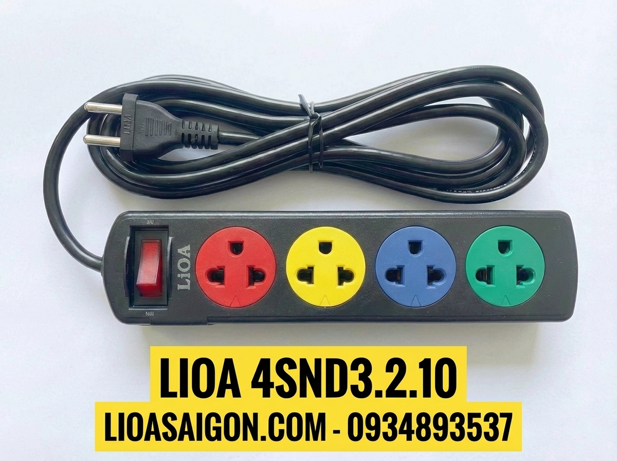 Ổ Cắm LiOA 4SND3.2.10 - 4 Lỗ Cắm - 3 Mét - 2200W)